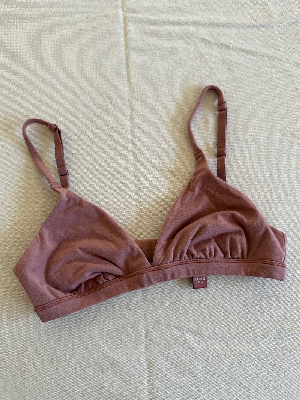 SKIMS COTTON BLEND TRIANGLE BRALETTE BRA ROSE CLAY SIZE XS